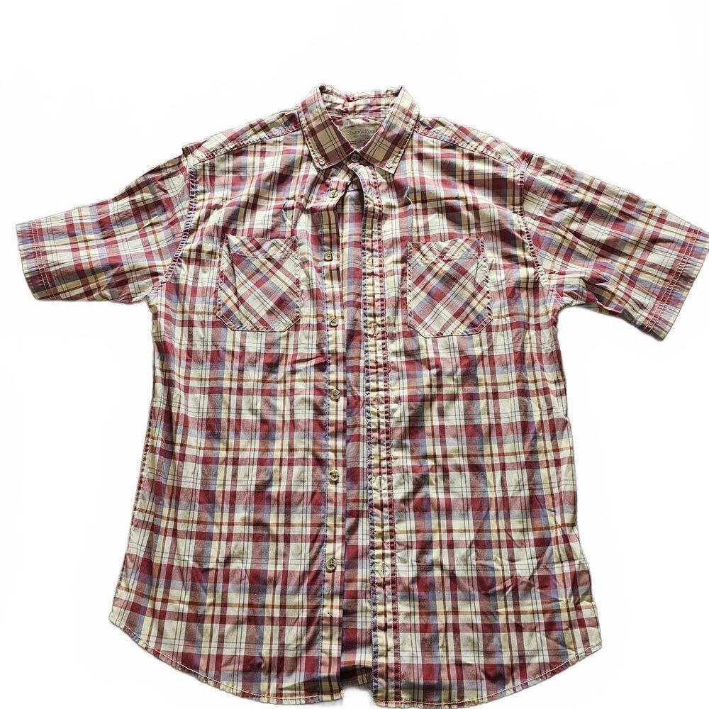 Clearwater Outfitters Men's Short Sleeve Plaid Button-Up Shirt Medium